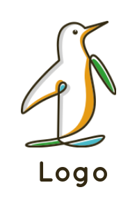 animal logo template line art penguin