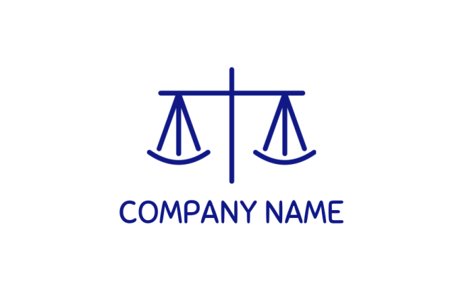 create a law firm logo line art scale in blue with cross
