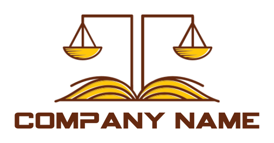 attorney logo icon line art scale incorporated with open book 