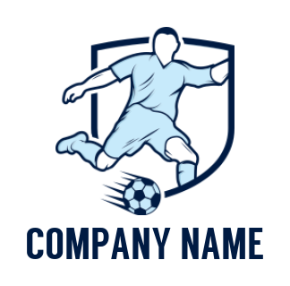 sports logo online line art soccer player in shield - logodesign.net