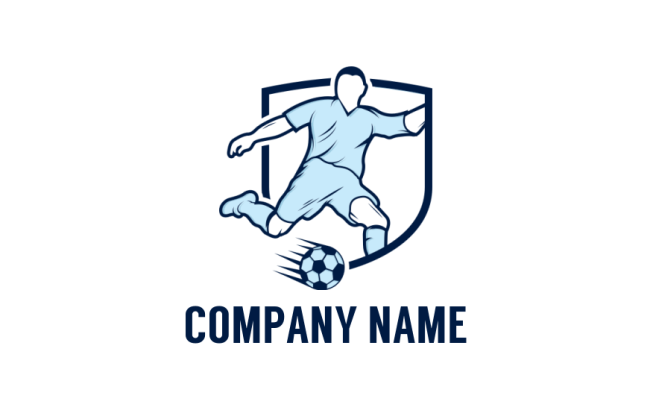 sports logo online line art soccer player in shield - logodesign.net