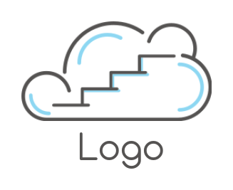 IT logo maker Line art stairs merged with cloud 