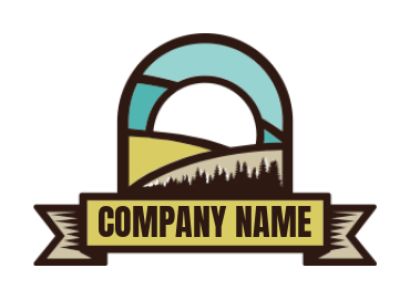landscape logo sun field trees inside emblem 