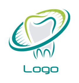 make a dental logo line art teeth with swoosh