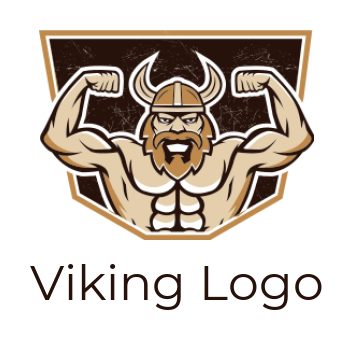 line art viking flexing in shield