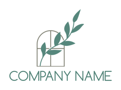 property logo icon line art window with leaves