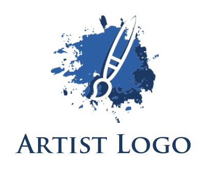 arts logo line brush on paint splatter artist