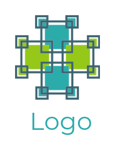 Create an IT logo of line squares and small squares