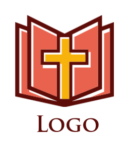 create a religious logo line style cross and open book - logodesign.net