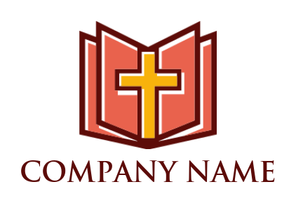 create a religious logo line style cross and open book - logodesign.net