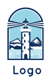 design a insurance logo line style lighthouse with beacon and mountains