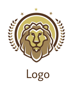 animal logo maker line style lion emblem with laurel - logodesign.net