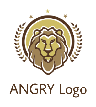 animal logo maker line style lion emblem with laurel - logodesign.net