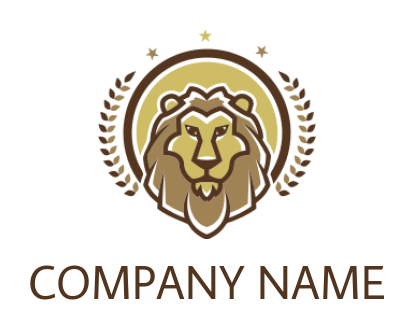 animal logo maker line style lion emblem with laurel - logodesign.net