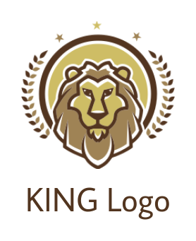 animal logo maker line style lion emblem with laurel - logodesign.net