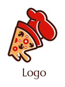 line style italian restaurant pizza slice with a chef hat 