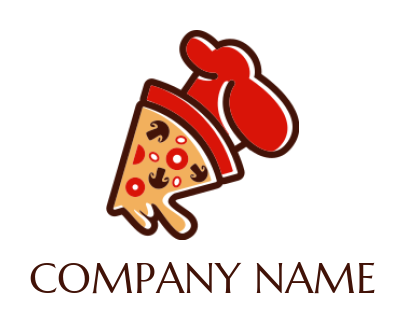 design a restaurant logo line style Italian restaurant pizza slice with a chef hat 