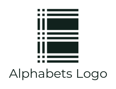 alphabet logo line forming Letter E in rectangle