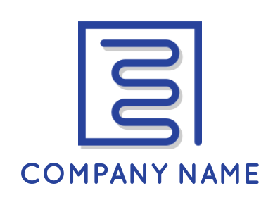 Letter E logo icon line art inside square