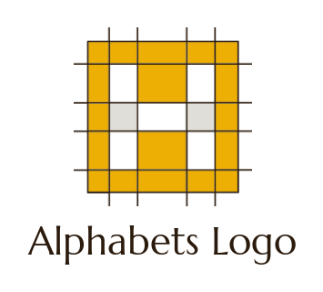 Letter H logo template made of lines with square