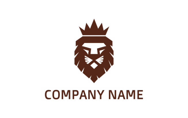 Lion animal silhouette with crown and shield 