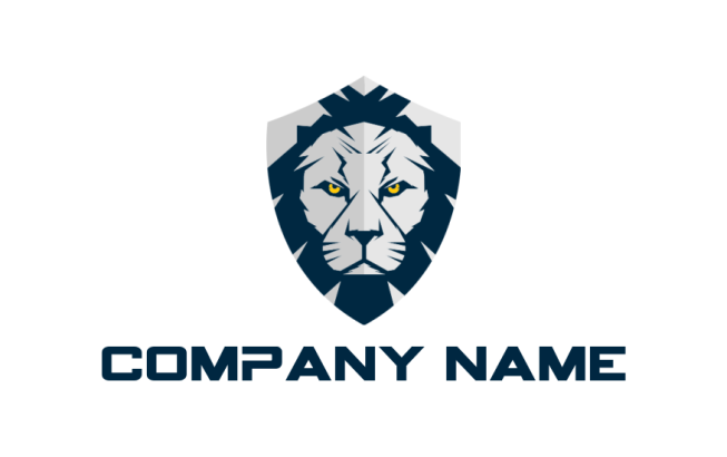 lion face in shield iconic mascot animal online