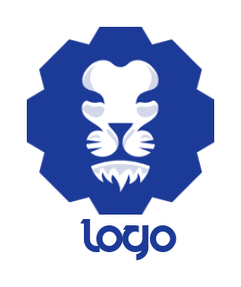 animal logo icon lion face inside abstract shape