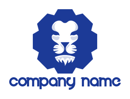 animal logo icon lion face inside abstract shape - logodesign.net