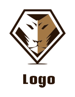 design an animal logo lion face merged with diamond shape 