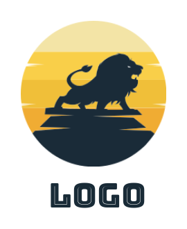 animal logo lion silhouette on the rock