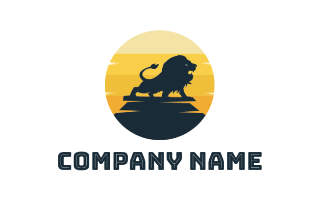 animal logo lion silhouette on the rock
