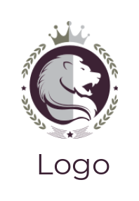 animal logo maker lion with crown emblem - logodesign.net