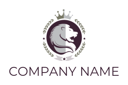 animal logo maker lion with crown emblem - logodesign.net