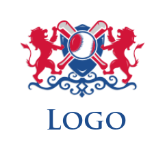 create a sports logo lions with baseball with shield and ornaments