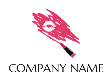 make a beauty logo lip mark on lipstick brush strokes 