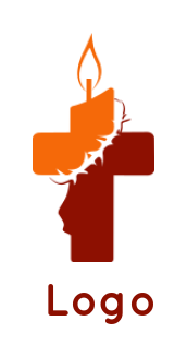 religious logo icon lit cross candle - logodesign.net