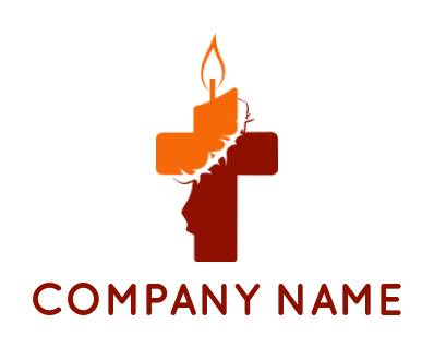 religious logo icon lit cross candle - logodesign.net