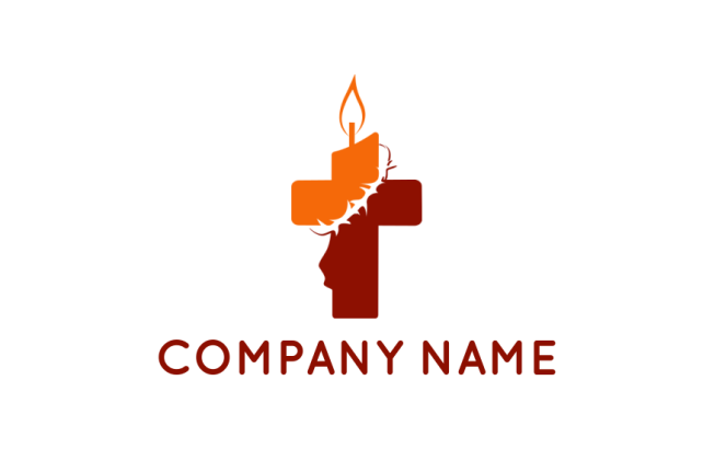 religious logo icon lit cross candle - logodesign.net