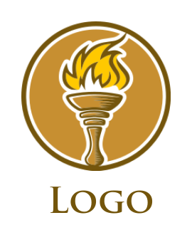 insurance logo icon lit hand torch in circle - logodesign.net