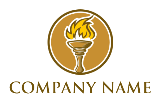 insurance logo icon lit hand torch in circle - logodesign.net