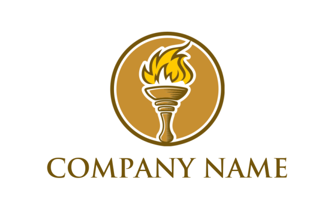 insurance logo icon lit hand torch in circle - logodesign.net