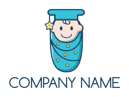 childcare logo baby wear graduation cap stars 