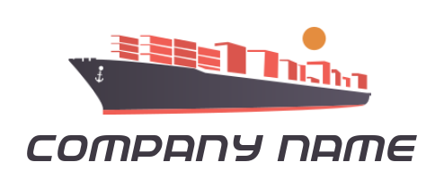logistics logo illustration loaded ship and sun