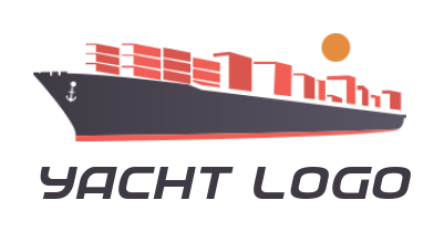 logistics logo illustration loaded cargo ship and sun - logodesign.net
