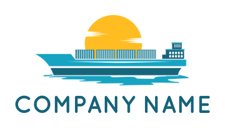 logistics logo image loaded cargo ship and sun - logodesign.net