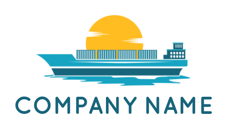 logistics logo image loaded cargo ship and sun - logodesign.net