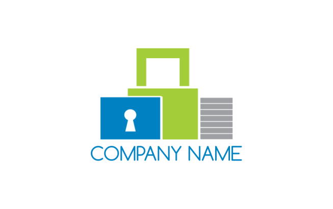 storage logo icon lock, square box and keyhole | Logo Template by ...