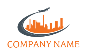 logistics logo of airplane flyover the skyline