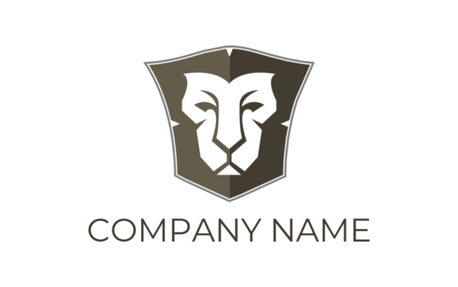 make an animal logo lion face inside the shield - logodesign.net