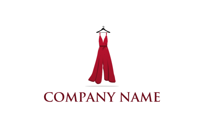 long red dress logo icon on hanger 